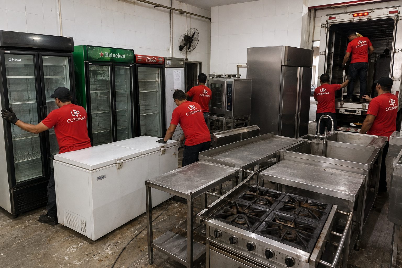 Equipe UP Cozinhas retirando equipamentos